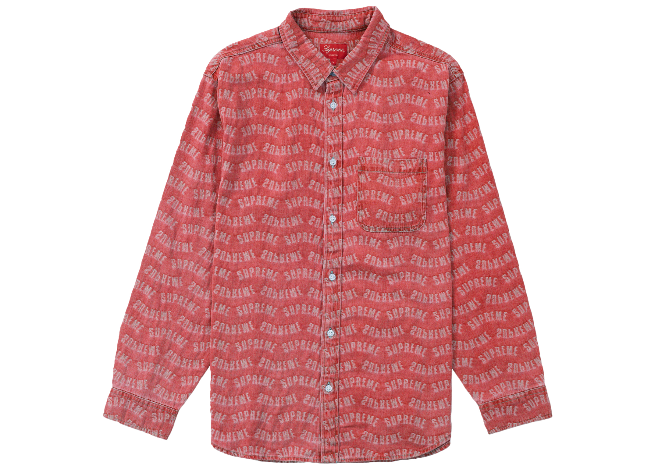 Supreme Arc Jacquard Denim Shirt Red メンズ - SS22 - JP