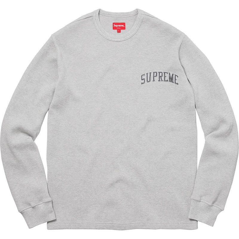 Supreme Arc Logo L/S Thermal Heather Grey - FW17 Men's - US