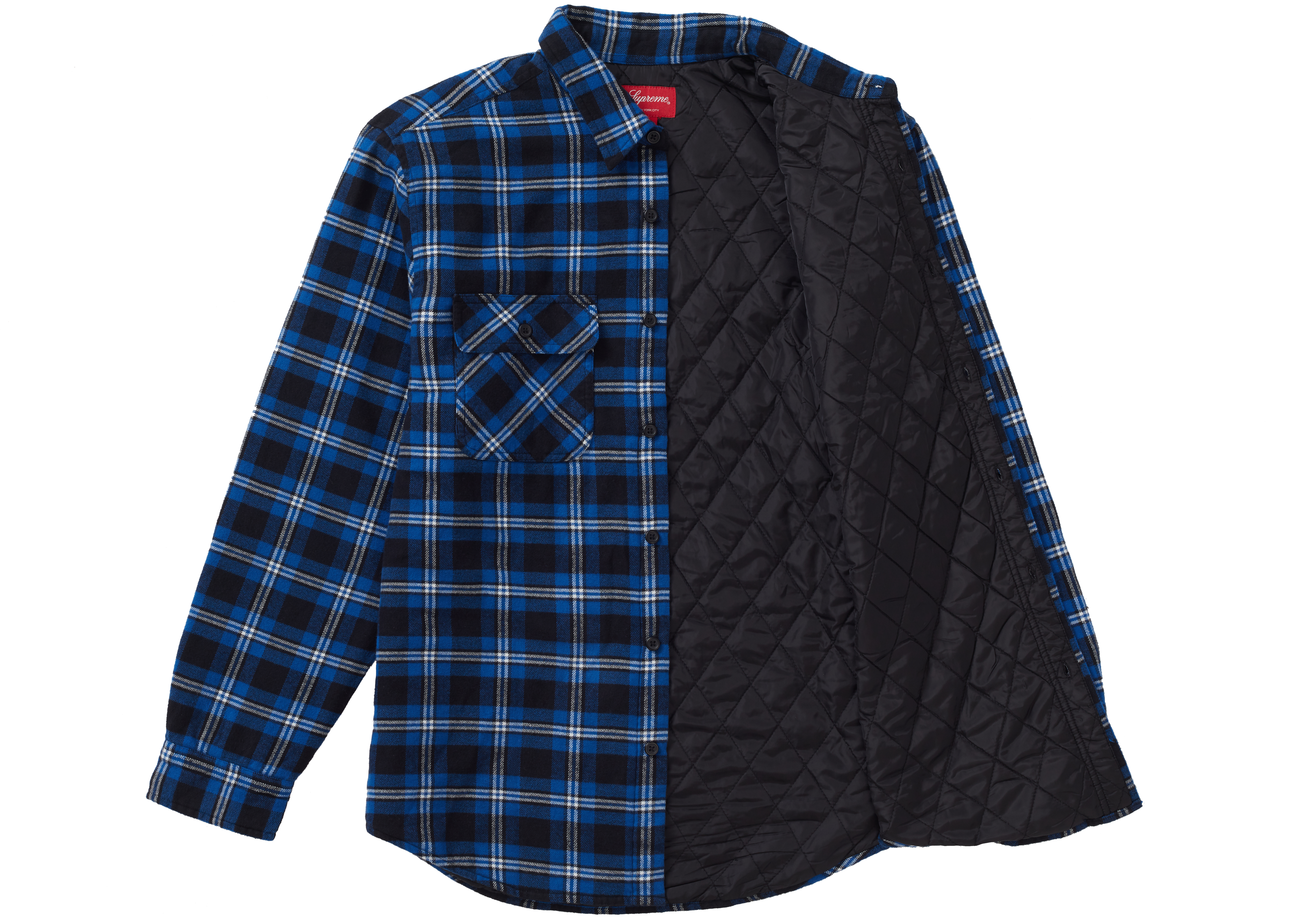 Supreme Arc Logo Quilted Flannel Shirt Black メンズ - FW19 - JP