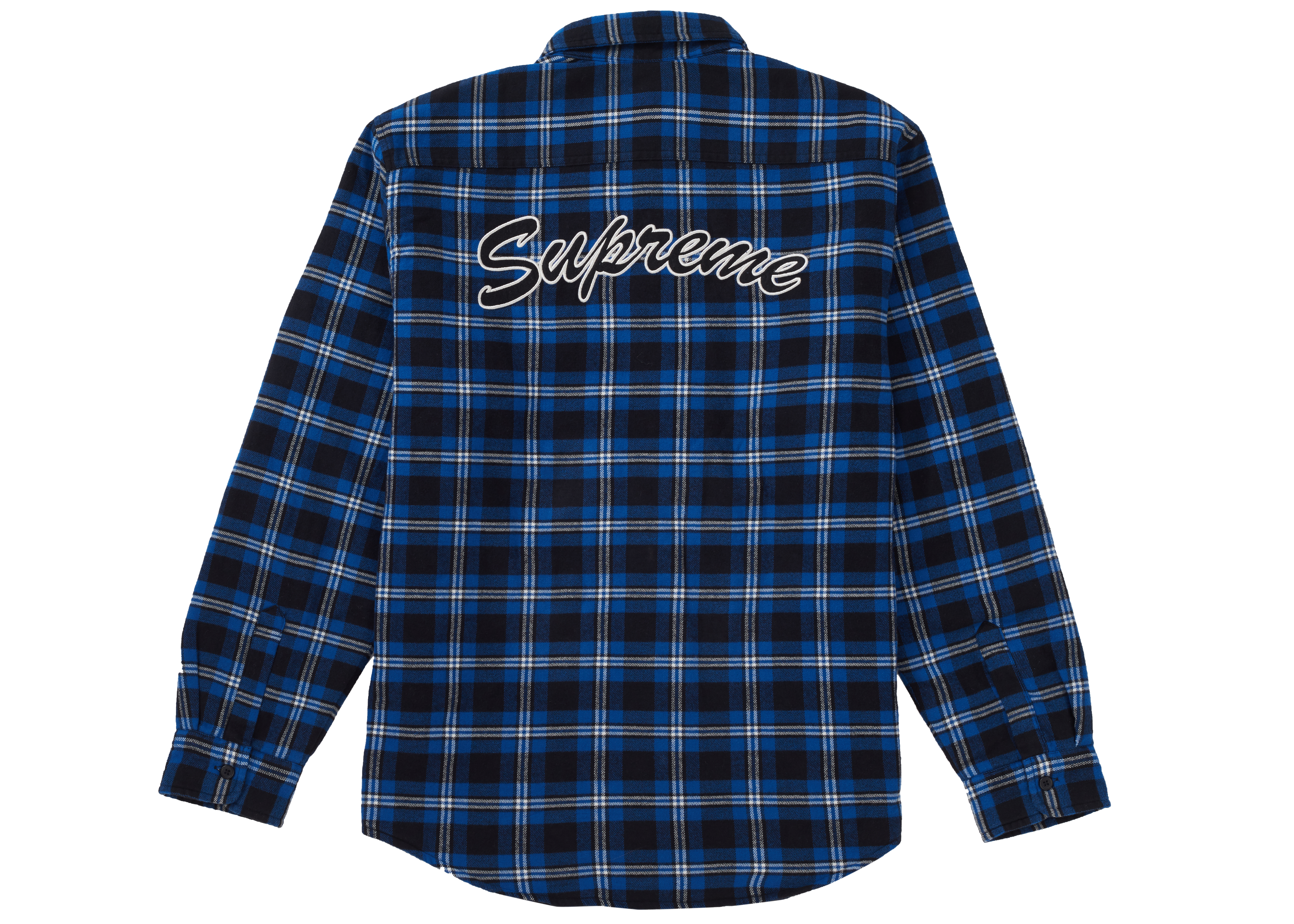 Supreme Arc Logo Quilted Flannel Shirt Black