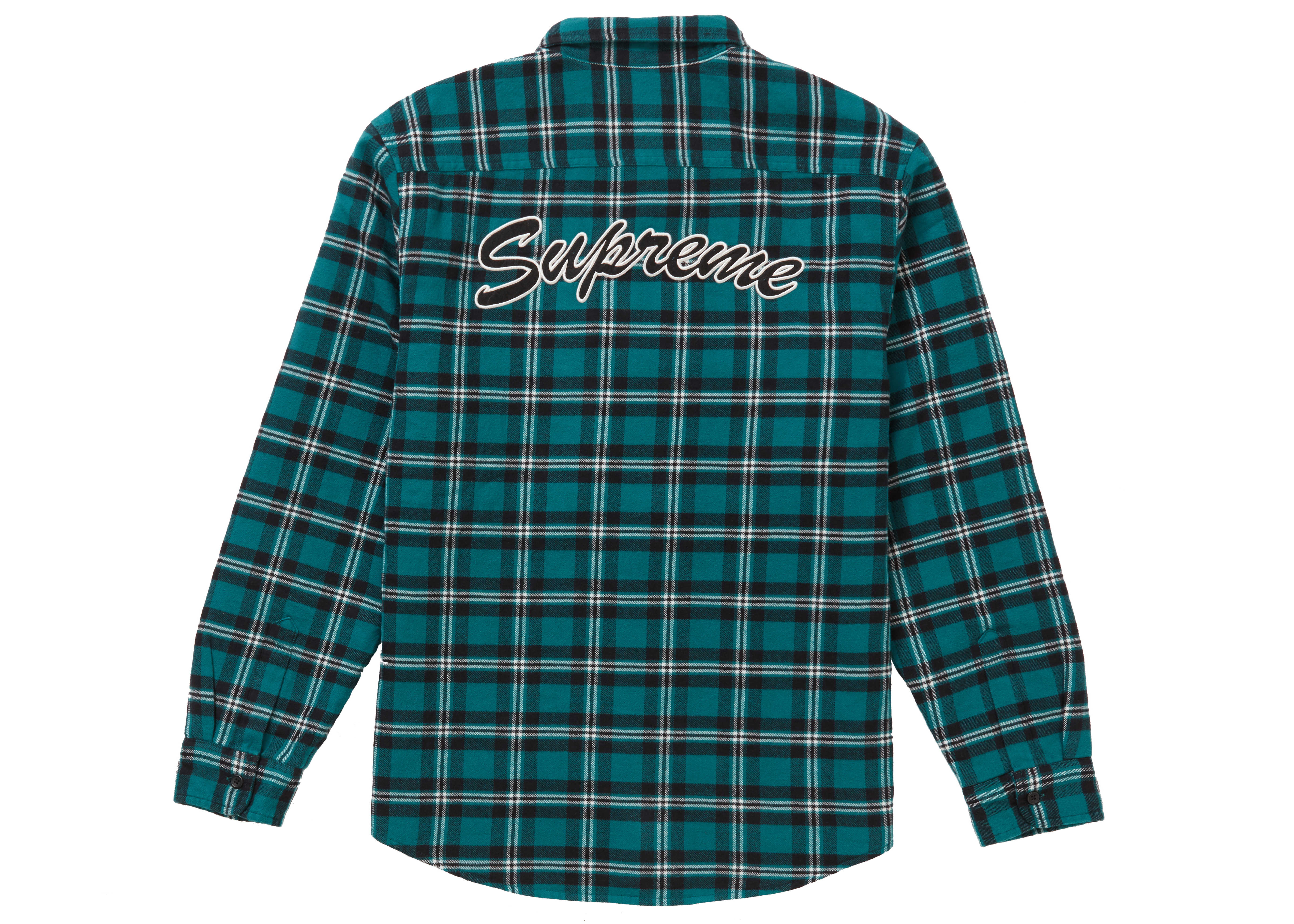 Supreme Arc Logo Quilted Flannel Shirt Green