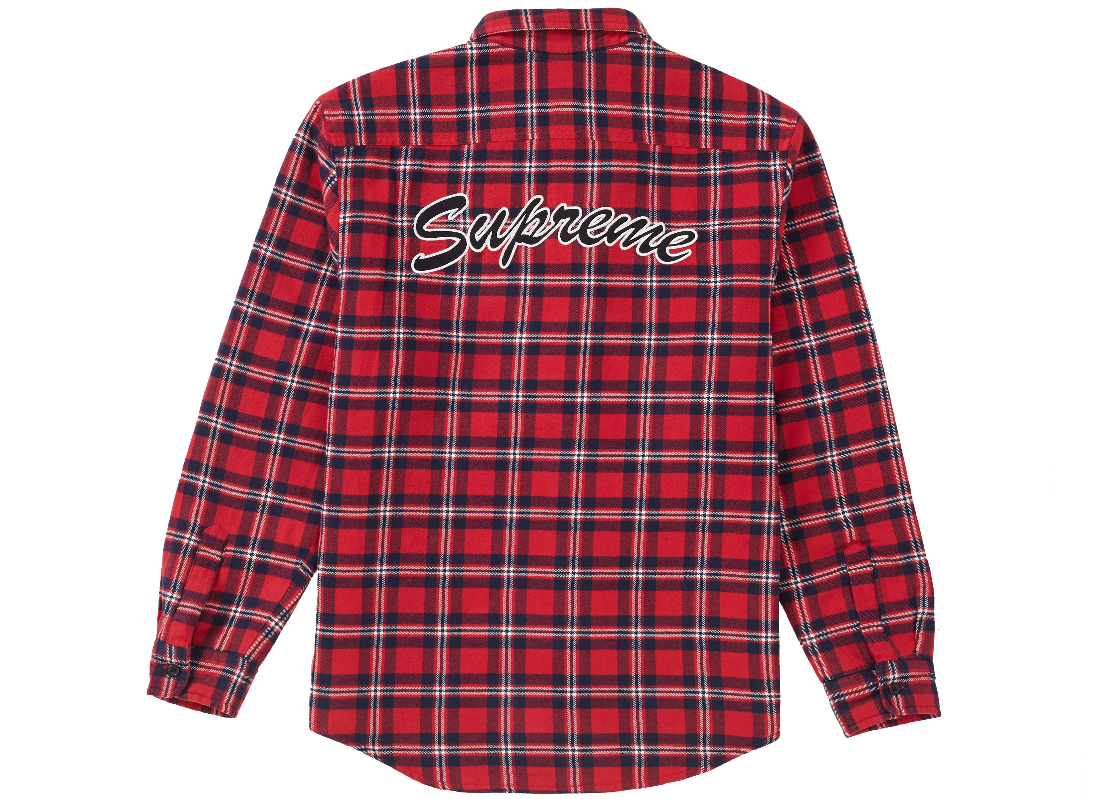 Supreme Arc Logo Quilted Flannel Shirt Red Men's - FW19 - US