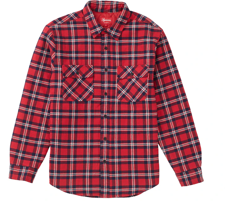 Supreme Arc Logo Quilted Flannel Shirt Red - FW19