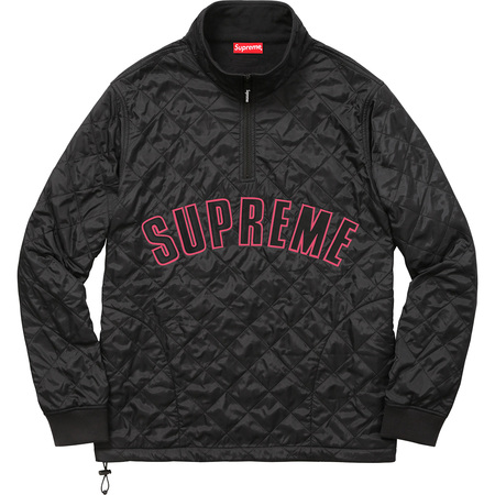 Supreme Arc Logo Quilted Half Zip Pullover Black