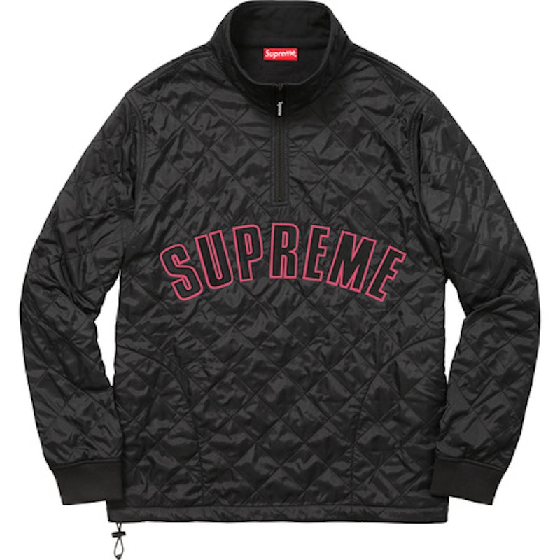 Supreme Arc Logo Quilted Half Zip Pullover Black Men's - SS17 - GB