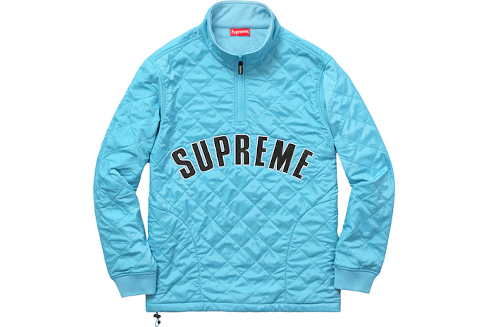 Supreme Arc Logo Quilted Half Zip Pullover Light Blue Ss17 Supreme Arc Logo Quilted Half Zip Pullover Light Blue Ss17