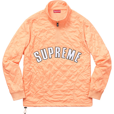 Supreme Arc Logo Quilted Half Zip Pullover Peach