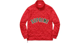 Supreme Arc Logo Quilted Half Zip Pullover Red