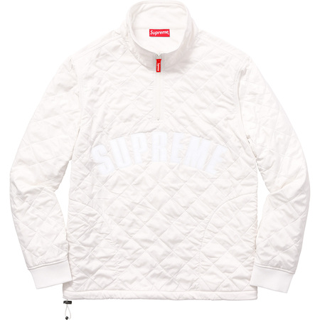 Supreme Arc Logo Quilted Half Zip Pullover White