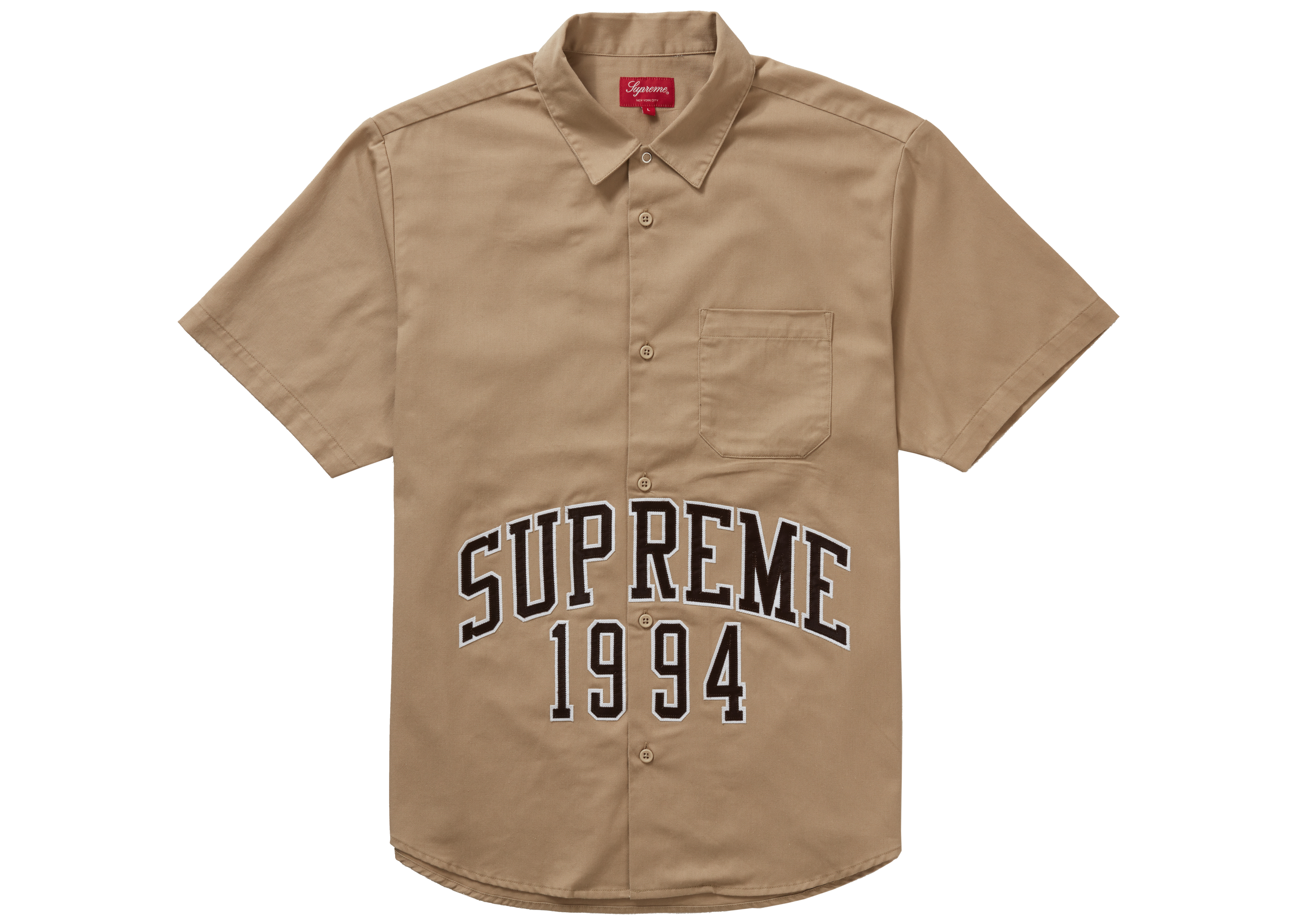 Supreme Arc Logo S/S Work Shirt Khaki - SS20 メンズ - JP