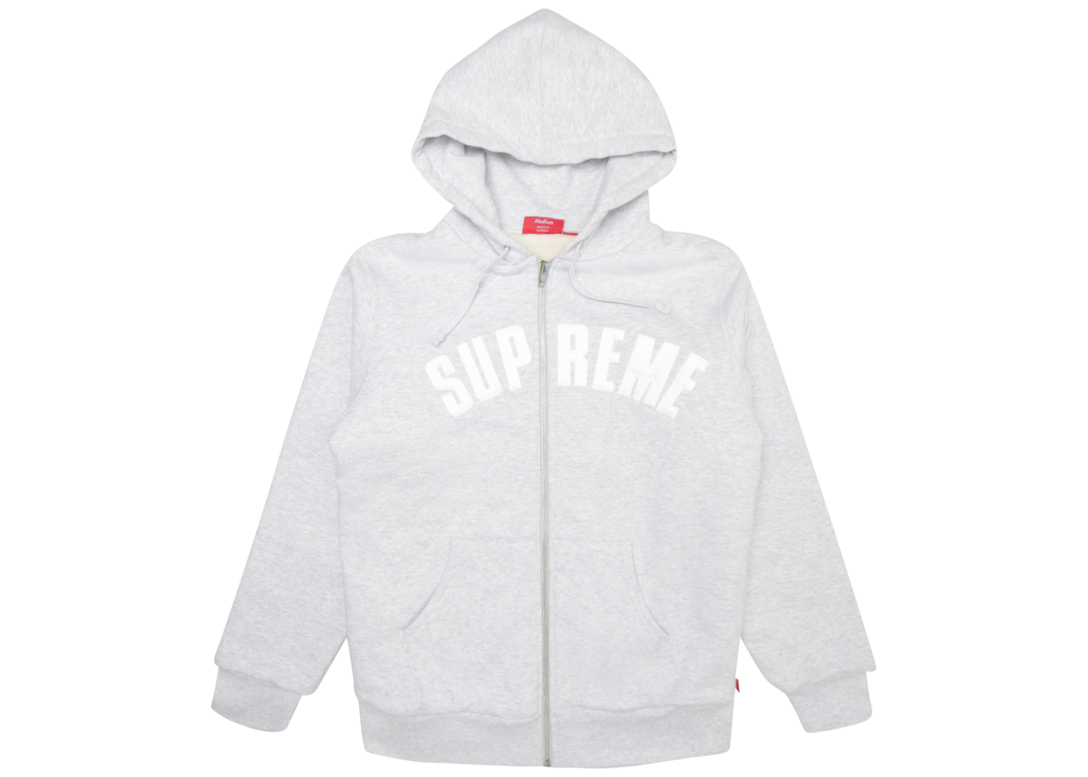 Supreme Arc Logo Thermal Zip Up Sweatshirt Ash Grey