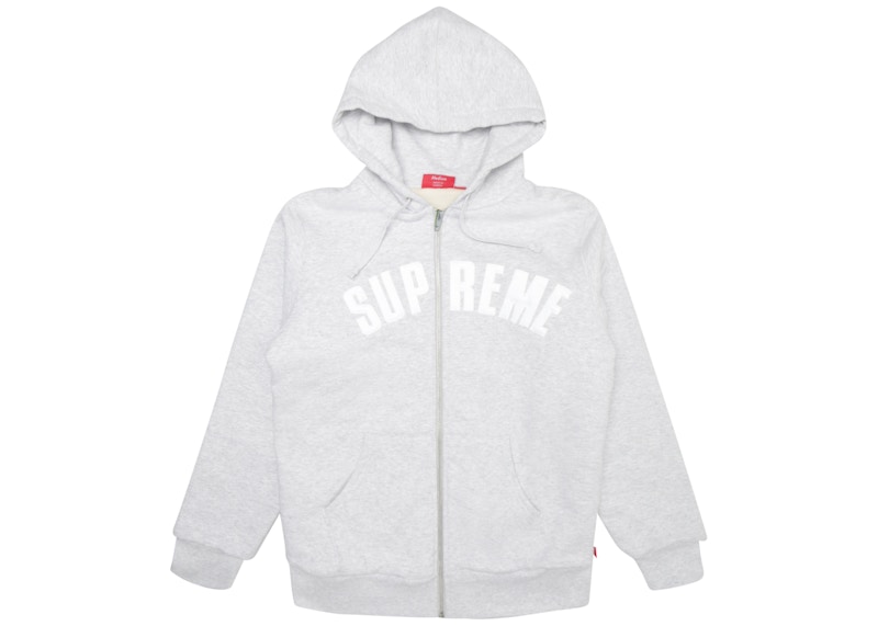 Supreme Arc Logo Thermal Zip Up Sweatshirt Ash Grey Men's - FW17 - US