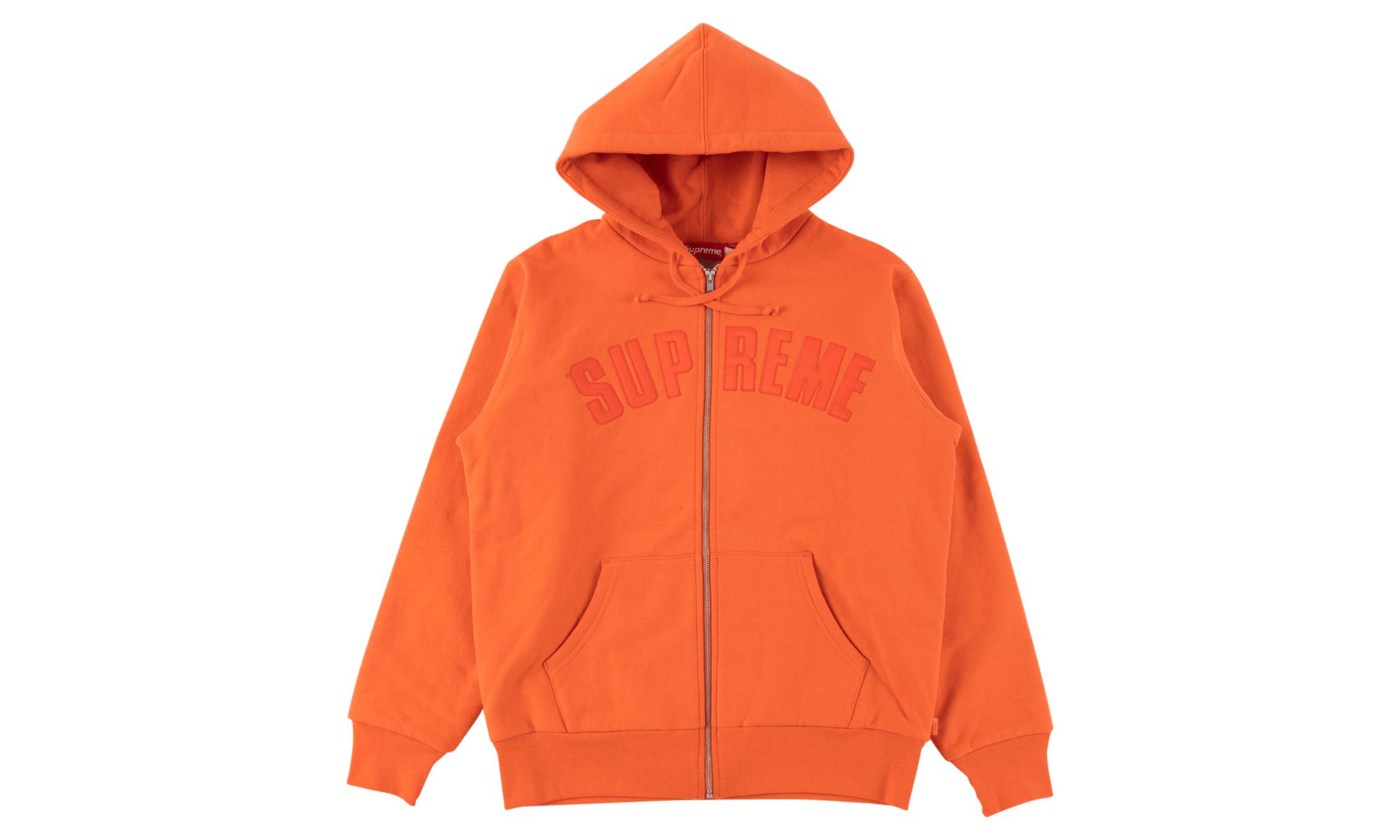 Supreme Arc Logo Thermal Zip Up Sweatshirt Bright Orange