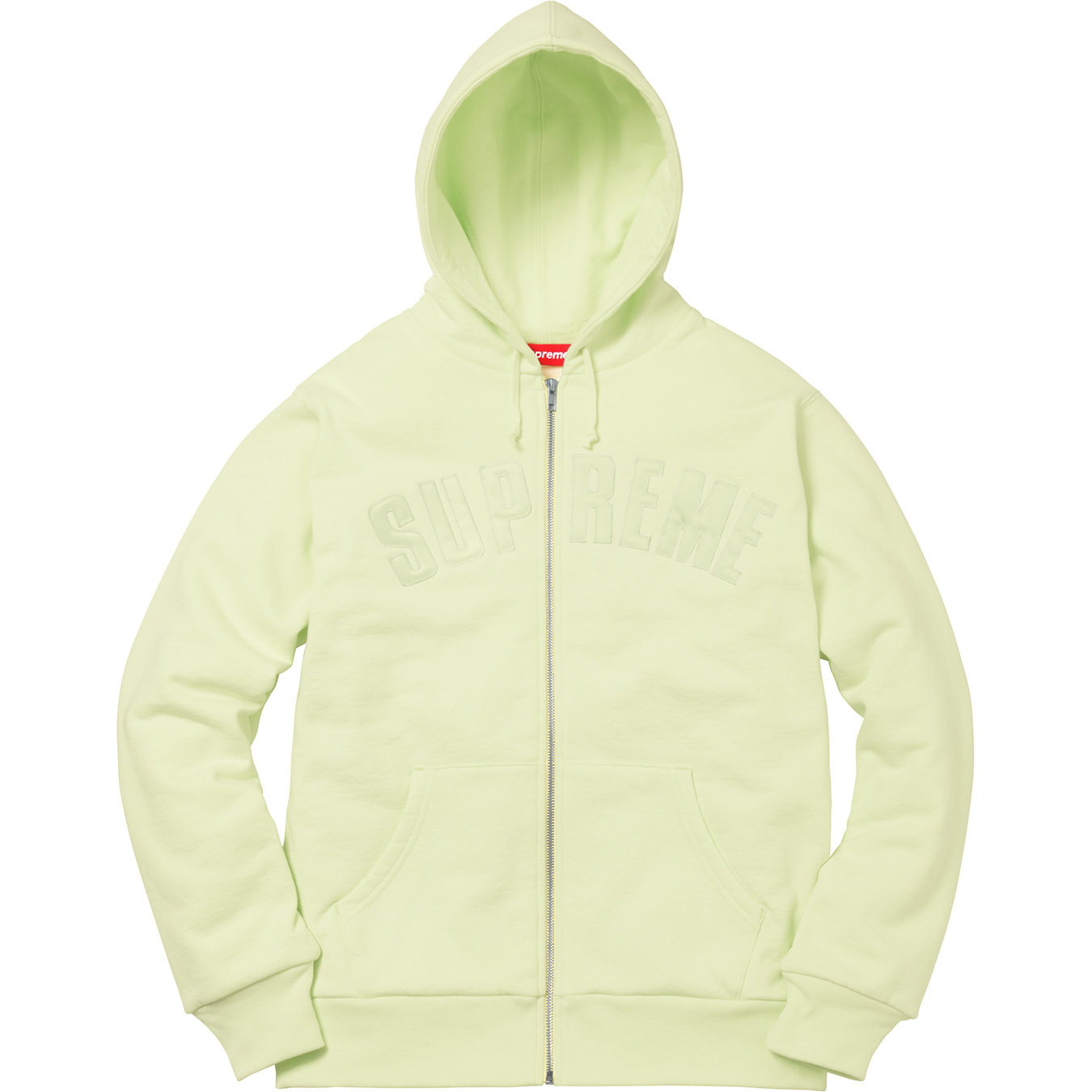 Supreme Arc Logo Thermal Zip Up Sweatshirt Pale Lime Men's - FW17 - US