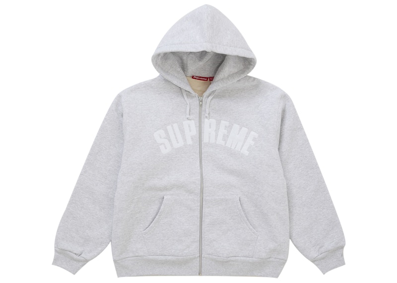 Supreme Arc Thermal Lined Zip Up Hooded Sweatshirt Ash Grey