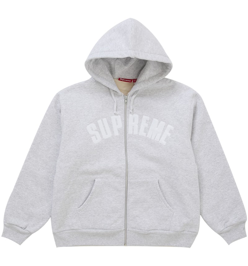 Supreme Arc Thermal Lined Zip Up Hooded Sweatshirt Ash Grey Men's US