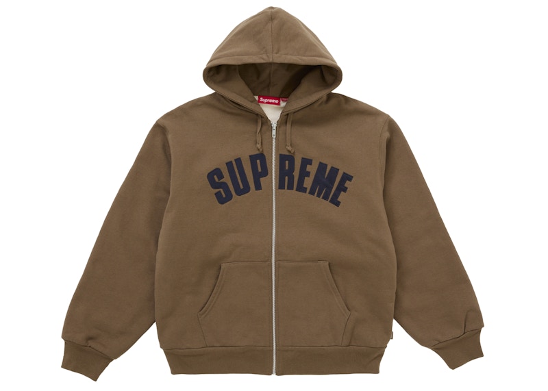 Supreme Arc Thermal Lined Zip Up Hooded Sweatshirt Brown