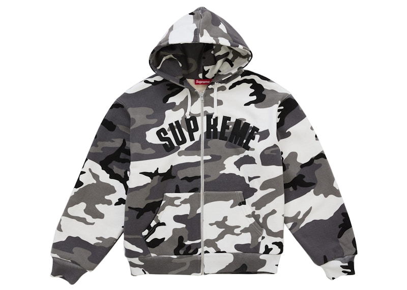 Supreme Arc Thermal Lined Zip Up Hooded Sweatshirt Snow Camo Men's