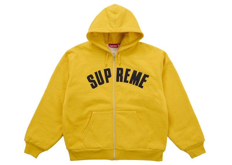 Supreme Arc Thermal Lined Zip Up Hooded Sweatshirt Yellow Men's - US