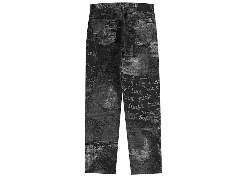 Supreme Archive Denim Jacquard Regular Jean Black Men's