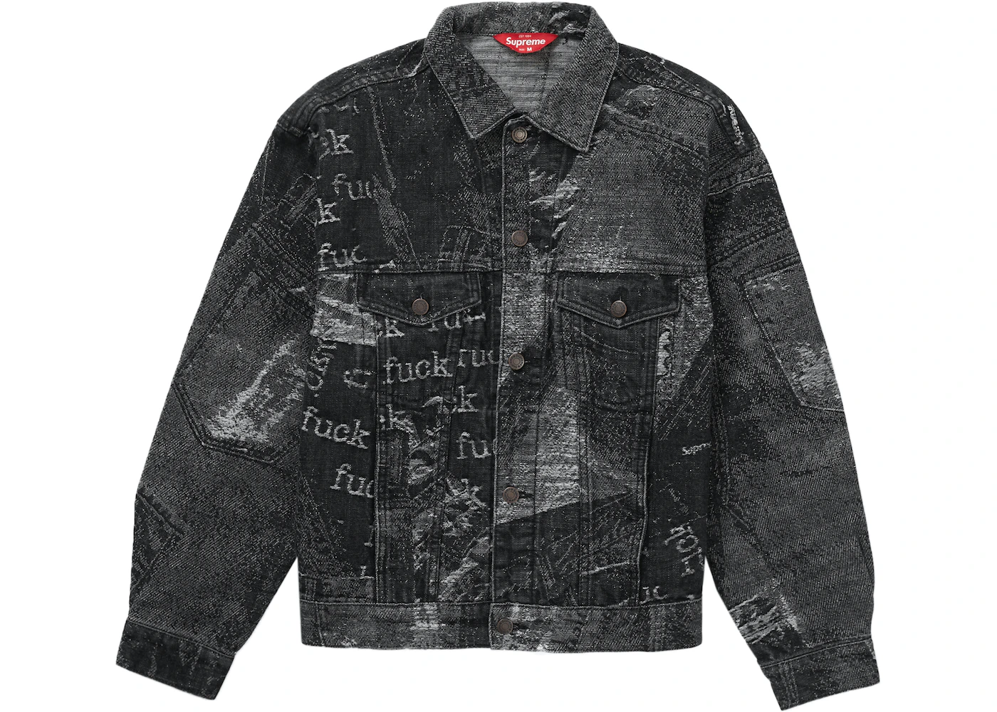 Supreme Archive Denim Jacquard Trucker Jacket Black