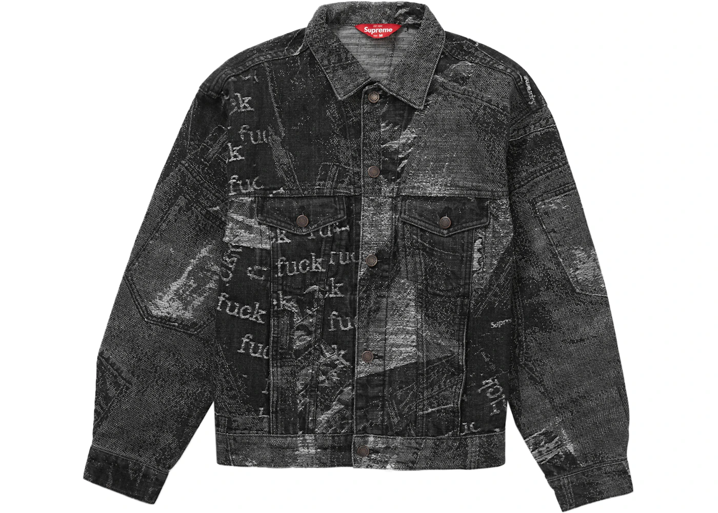 Supreme Archive Denim Jacquard Trucker Jacket Black Men's SS23 US