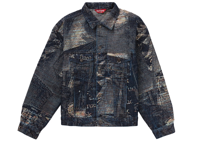 Supreme Archive Denim Jacquard Trucker Jacket Blue