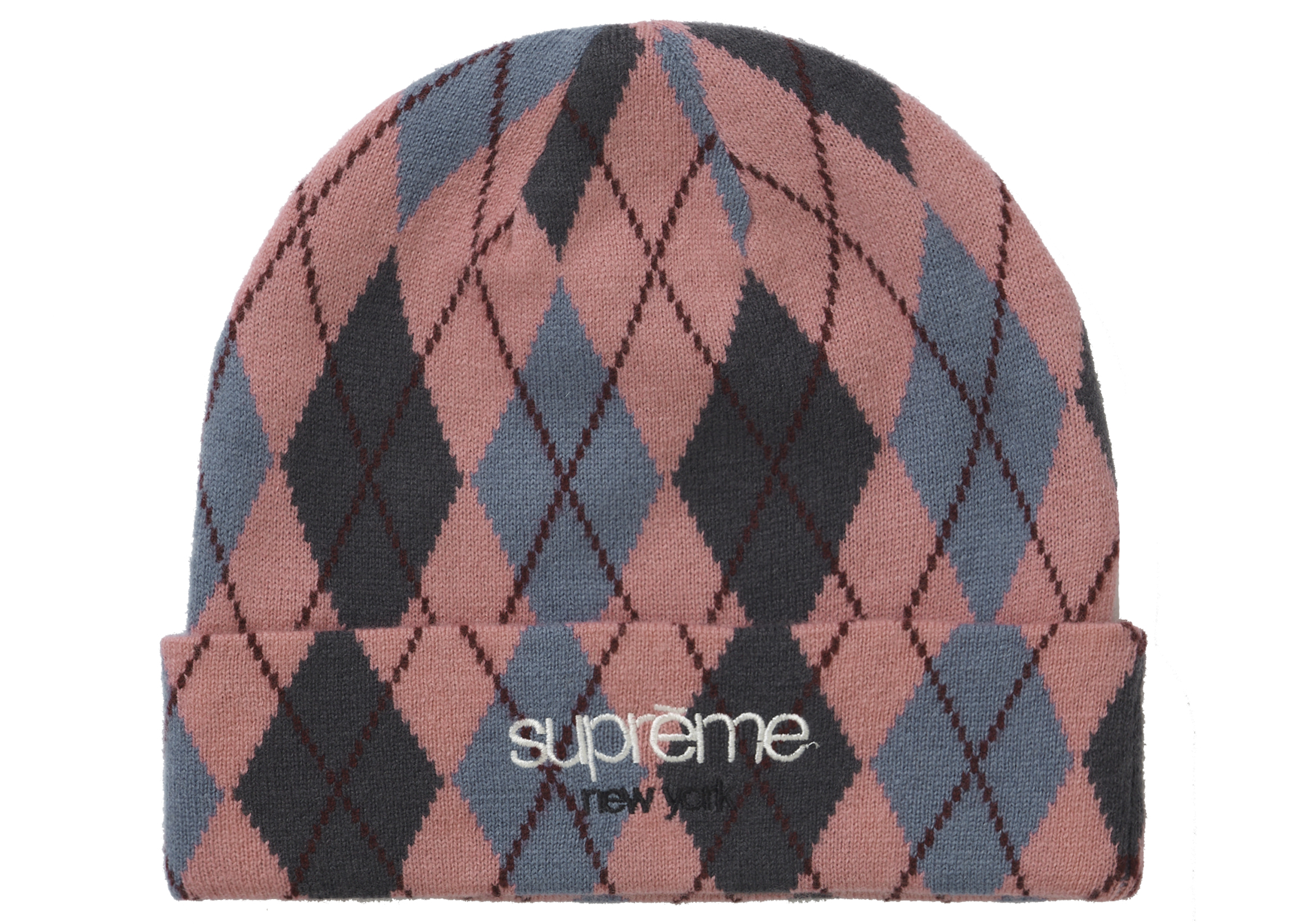 Supreme Argyle Cashmere Beanie Dusty Magenta - FW21 - GB