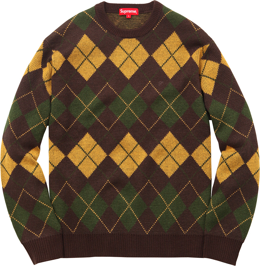 Supreme Argyle Crewneck Sweater Brown メンズ - FW15 - JP