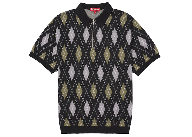 Supreme Argyle Zip Polo Black Men's - FW21 - US