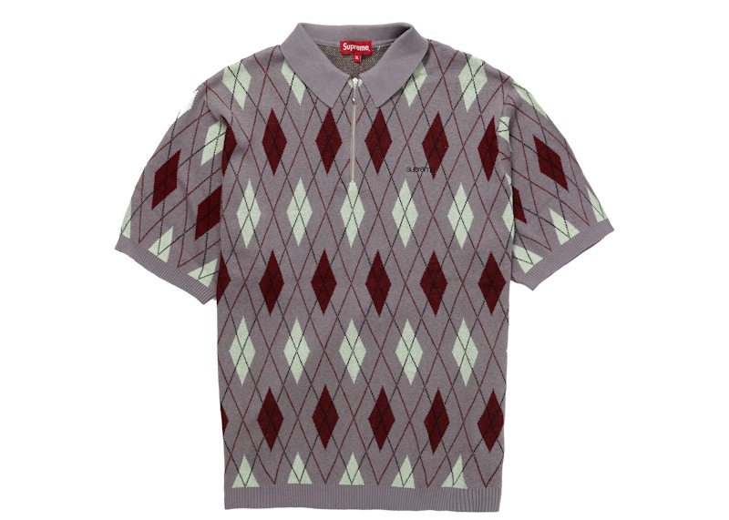 Supreme Argyle Zip Polo Black アーガイルポロ-