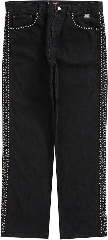 Supreme x B.B. Simon Studded Regular-Fit Jeans - Black