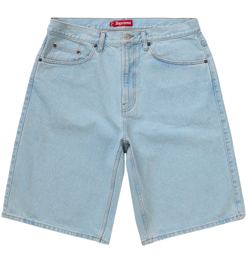 Pantalones cortos Supreme en denim estilo baggy en añil decolorado