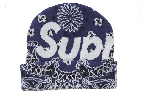 Supreme Bandana Big Logo Beanie Blue FW24 US - Main Image