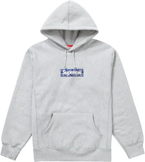 Supreme Bandana Box Logo Hooded Sweatshirt Heather Grey Men's - FW19 - US