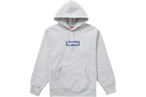 Supreme Bandana Box Logo Hooded Sweatshirt Heather Grey Men's