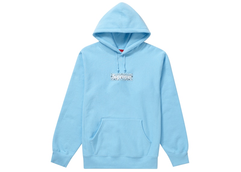 Supreme Bandana Box Logo Hooded Sweatshirt Light Blue Men's - FW19 