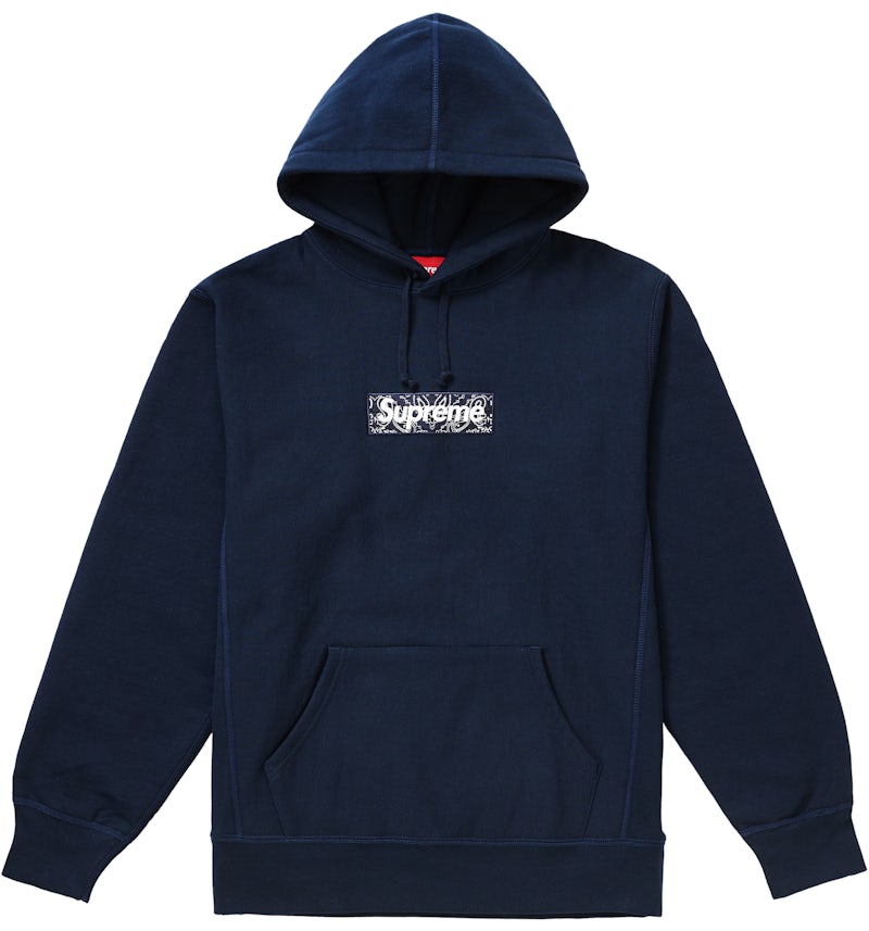 Supreme Bandana Box Logo Hooded Sweatshirt Navy Men's FW19 US