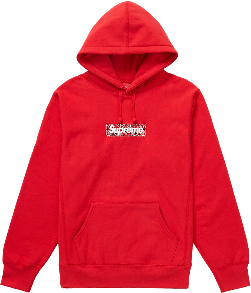 Supreme Bandana Box Logo Hooded Sweatshirt Red - Size Large