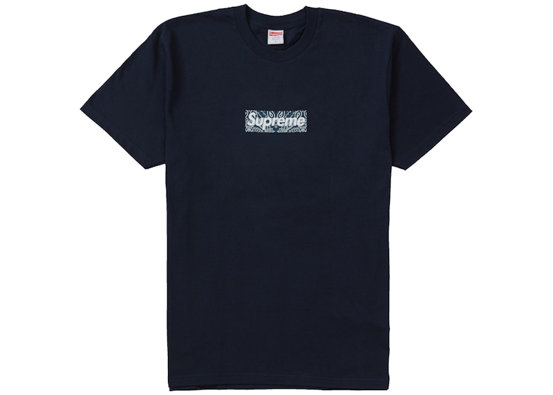 Supreme Bandana Box Logo Tee Navy Men's - FW19 - GB