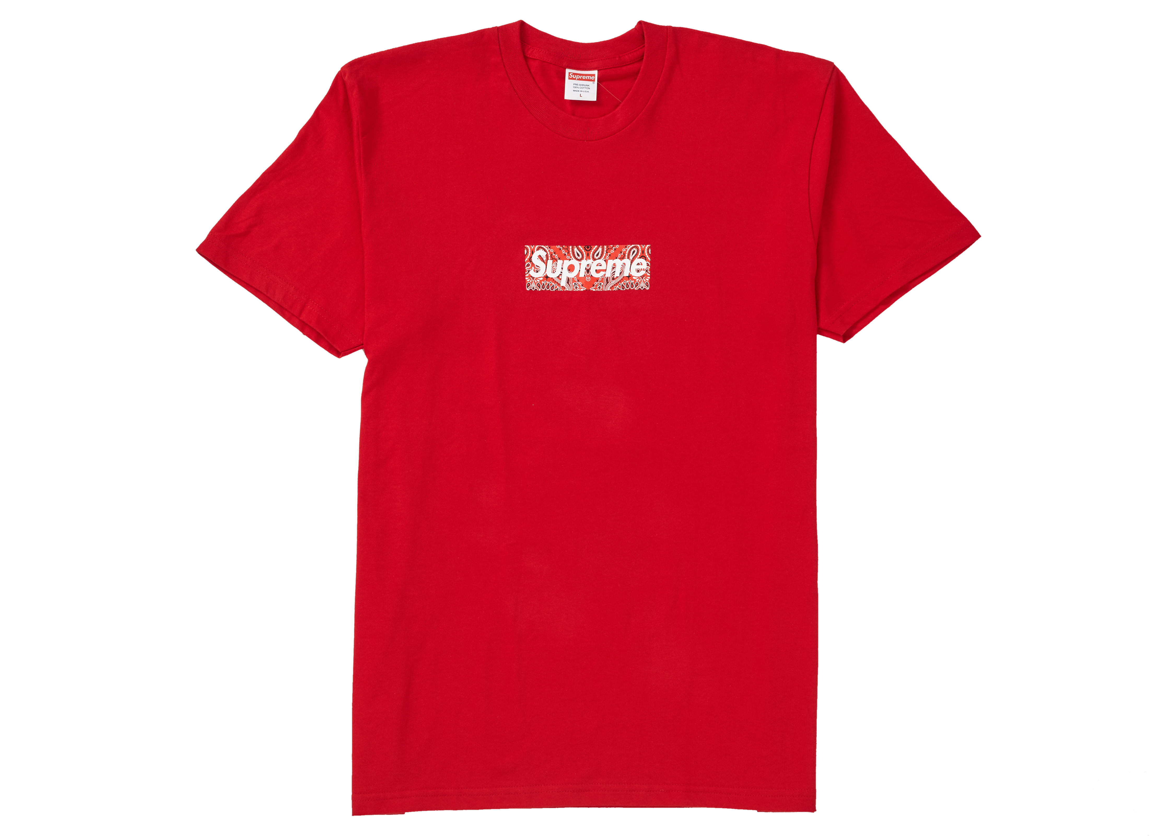 supreme red on white box logo tee