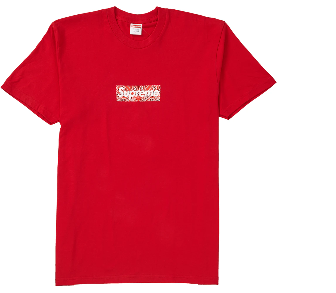 Supreme - Authenticated Bandana Box Logo Shirt - Cotton Red Abstract for Men, Very Good Condition