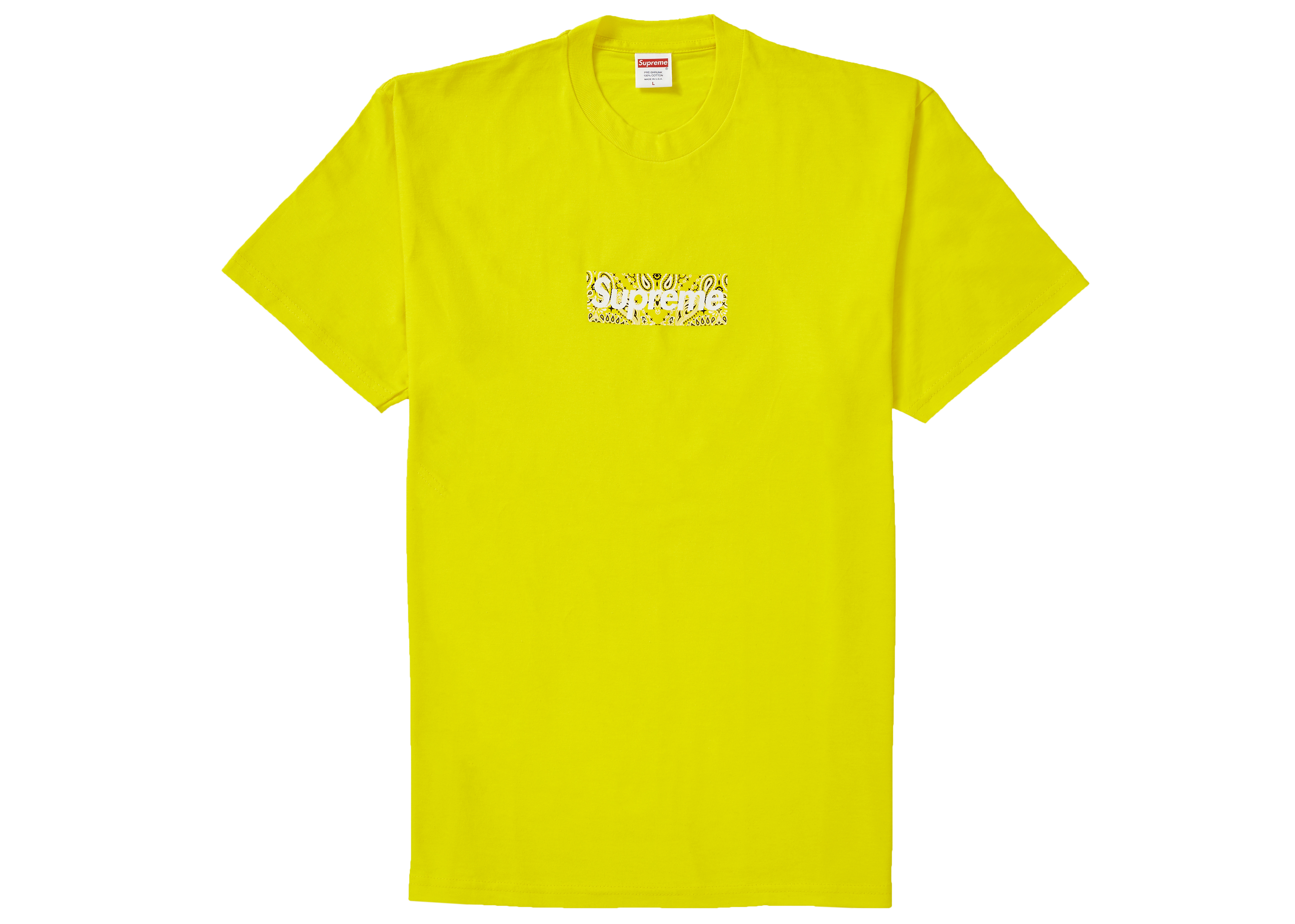 Supreme Bandana Box Logo Tee Yellow - FW19 - US