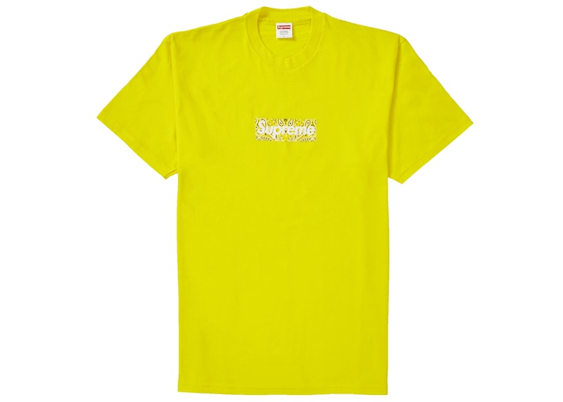 Supreme Bandana Box Logo Tee Yellow - FW19 Men's - US