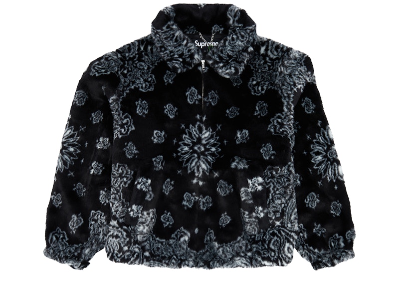 Supreme Bandana Faux Fur Bomber Jacket Black メンズ - SS21 - JP