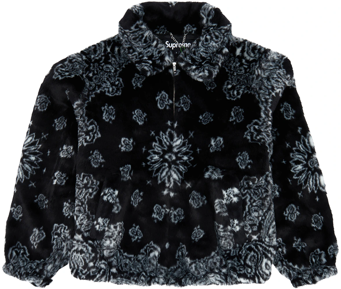 Supreme Faux Fur Bandana Jacket Black Size L for Sale in