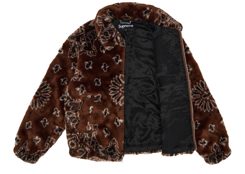 Supreme Bandana Faux Fur Bomber Jacket Brown Men's - SS21 - US