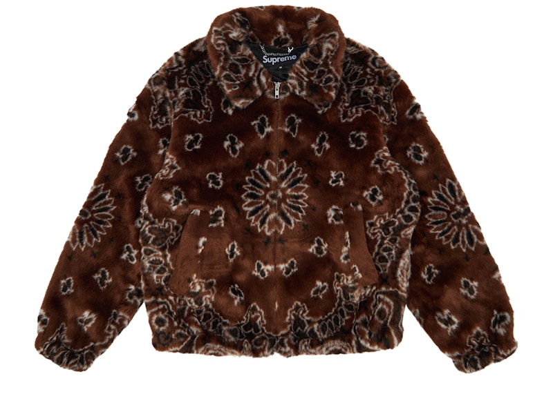 Supreme Bandana Faux Fur Bomber Jacket Brown メンズ - SS21 - JP