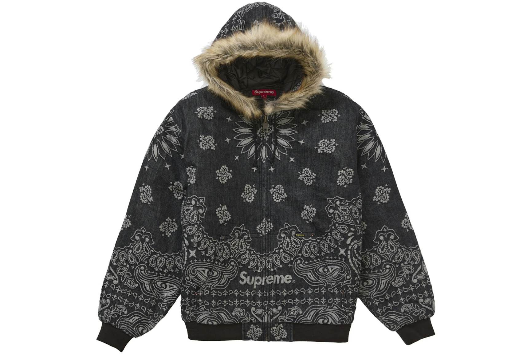 Supreme Bandana Jacquard Denim Hooded Work Jacket Black Hombre - SS25 - US