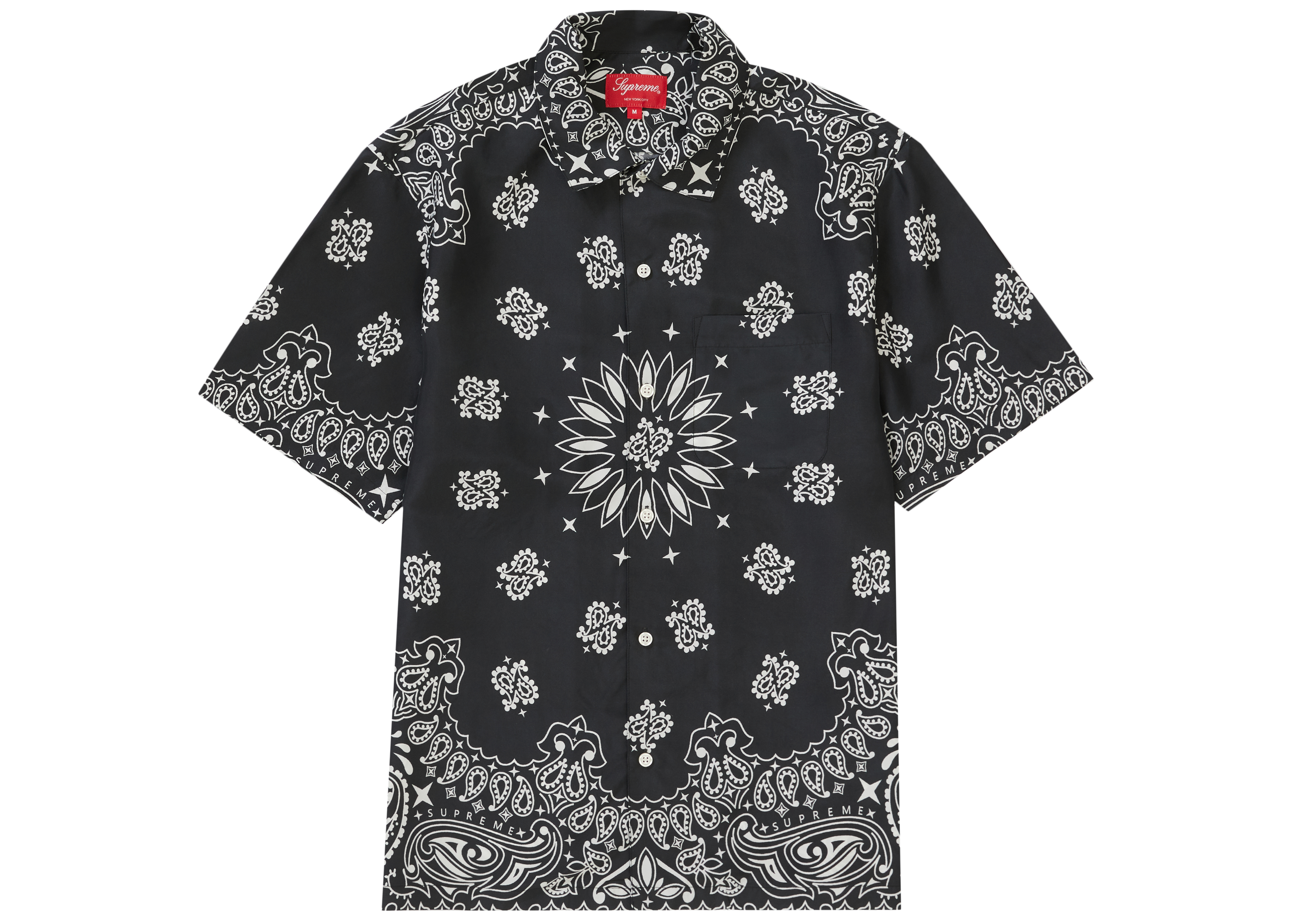 Supreme Bandana Silk S/S Shirt Black - SS21 メンズ - JP